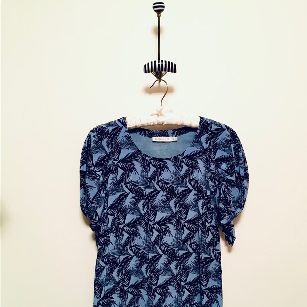 See by Chloe Dress Palm Leaf Print Shift Dress
